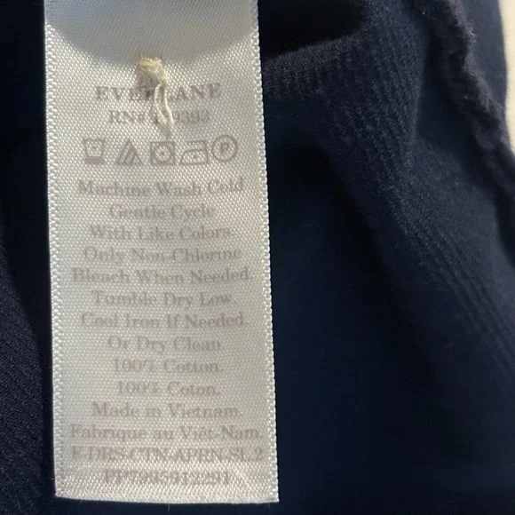 Everlane The Cotton Weave Picnic Midi Dress Navy Womens sz 2 Classic Clean Girl - Picture 6 of 10